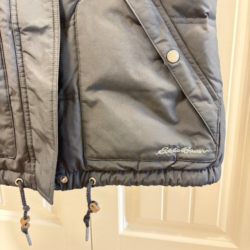 Eddie Bauer Down Puffer Vest with Faux Fur Hood Black – M - Picture 4 of 10